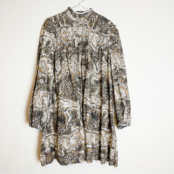 Ganni Tiger’s Eye Poplin Mini Dress Brown Tan Size 40 US 8 - Picture 5 of 12